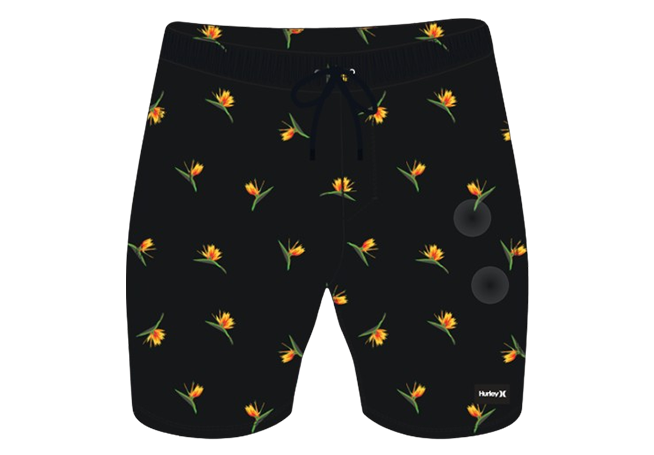 Short Hurley Negro/flores Cannonball 17" Volley